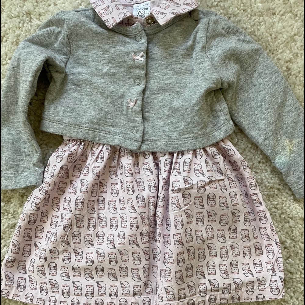 Just for you. Size 18 months. Two piece. Dress with Sweatshirt material cardigan